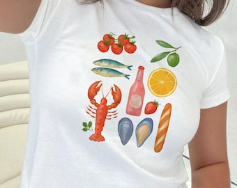 Tin Fish Baby Tee: Coastal Grandma Summer Crop Top