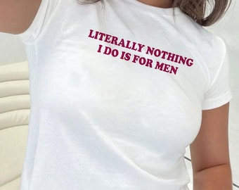 Y2K Feminist Baby Tee: Misandrist Slogan Snug Fit Top