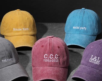 Personalised Baseball Cap Custom Dad Cap Vintage Embroidered Hat Stag Gift