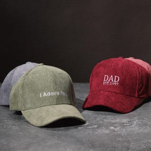 Personalized Dad Embroidered corduroy Hat Vintage Baseball Cap for New Dad Father&#39;s Day Gift for Dad, Papa