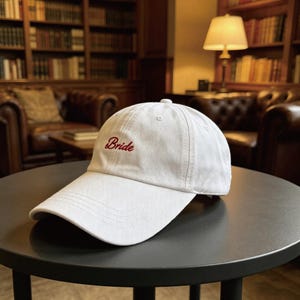 Personalized Cotton Bride Hat Custom Text Embroidered cap Bridal Party Gift Camp Bachelorette Quote Unisex Cap