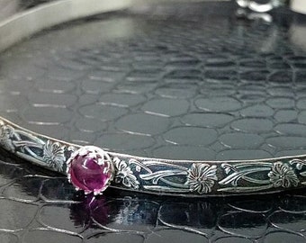 SOFT & SWEET Sterling and Pink Sapphire LOCKING Romantic Floral Collar, Discreet Day Collar, Wedding, Bridal Collar Made to Order