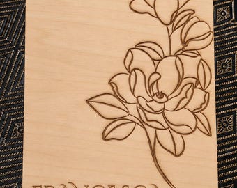 Personalized Wooden Jewelry Organizer Tray with Magnolia Engraving | Custom Bead & Craft Supply Storage | Jewelry Maker Gift | Artist Studio