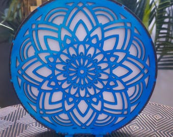 Luminária LED Mandala, Cores do Oceano, Luzes para Meditação, Luzes para Estúdio de Yoga, Luminária Boho, Lanternas Recortadas a Laser, Luzes Noturnas