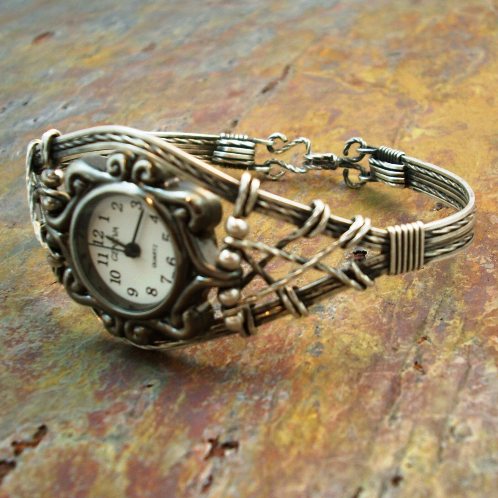 WATCH Sterling Silver Wire Wrapped Watch Bracelet Unique Etsy