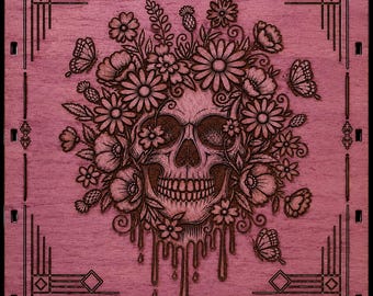 Scrabble Game Set, FLOWER SKULL {There's Only ONE!} Gothic Decor, Gothic Gifts, Handcrafted Games