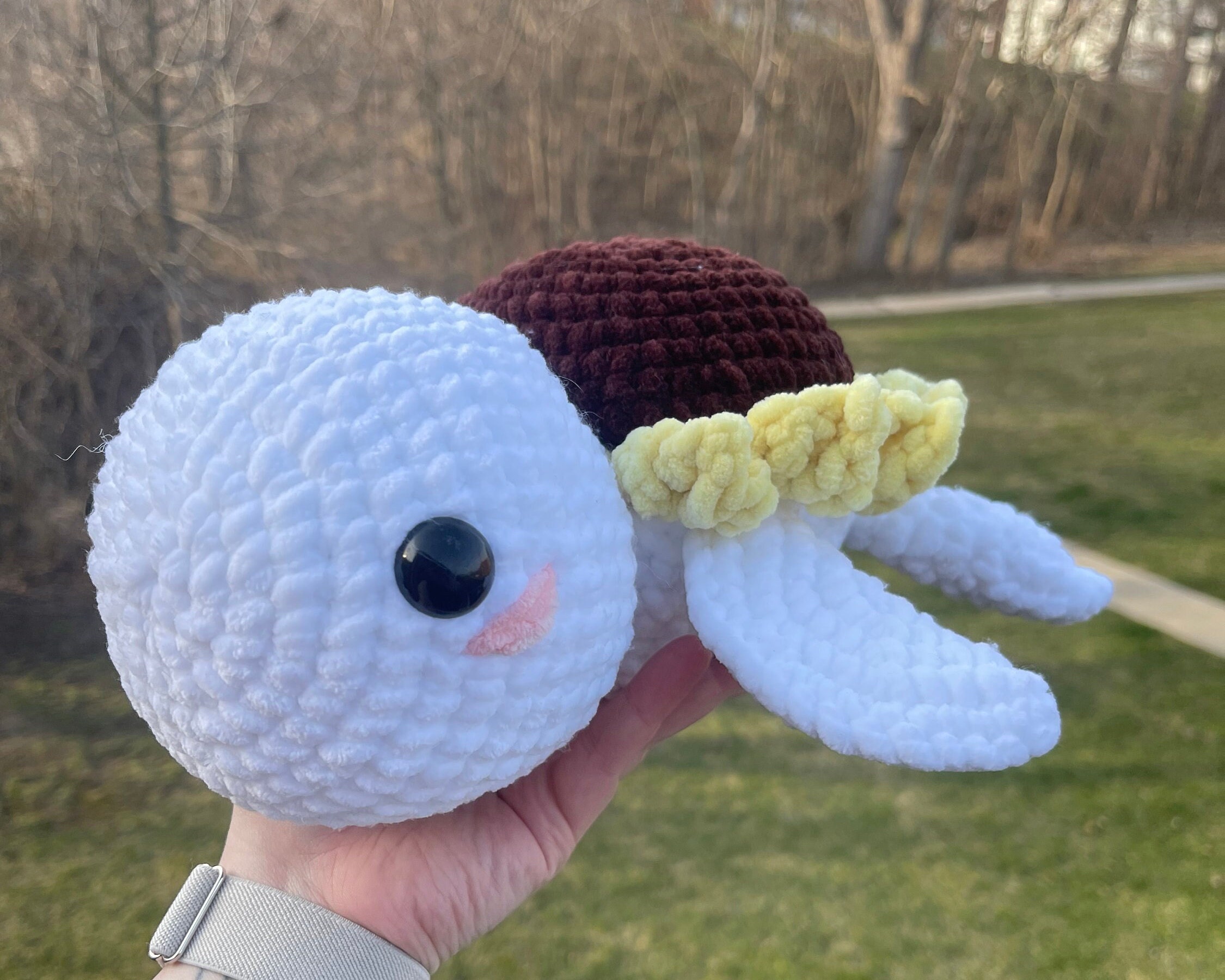 Handmade Crochet Sunflower Turtle Plushie, Large Stuffed Animal - Etsy