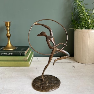 Bronze Art Deco Dancer With Hoop Statue