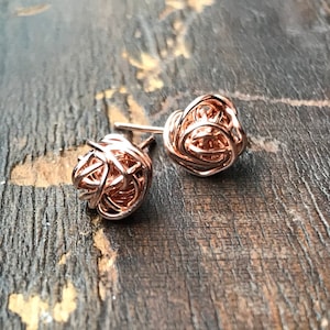 Rose Gold Stud Earrings Love Knot Earrings #Rose Gold Studs