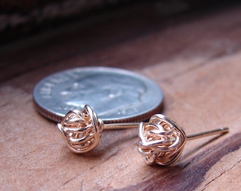 Gold Love Knot Stud Earrings: 14kt Gold Filled, Minimalist Style