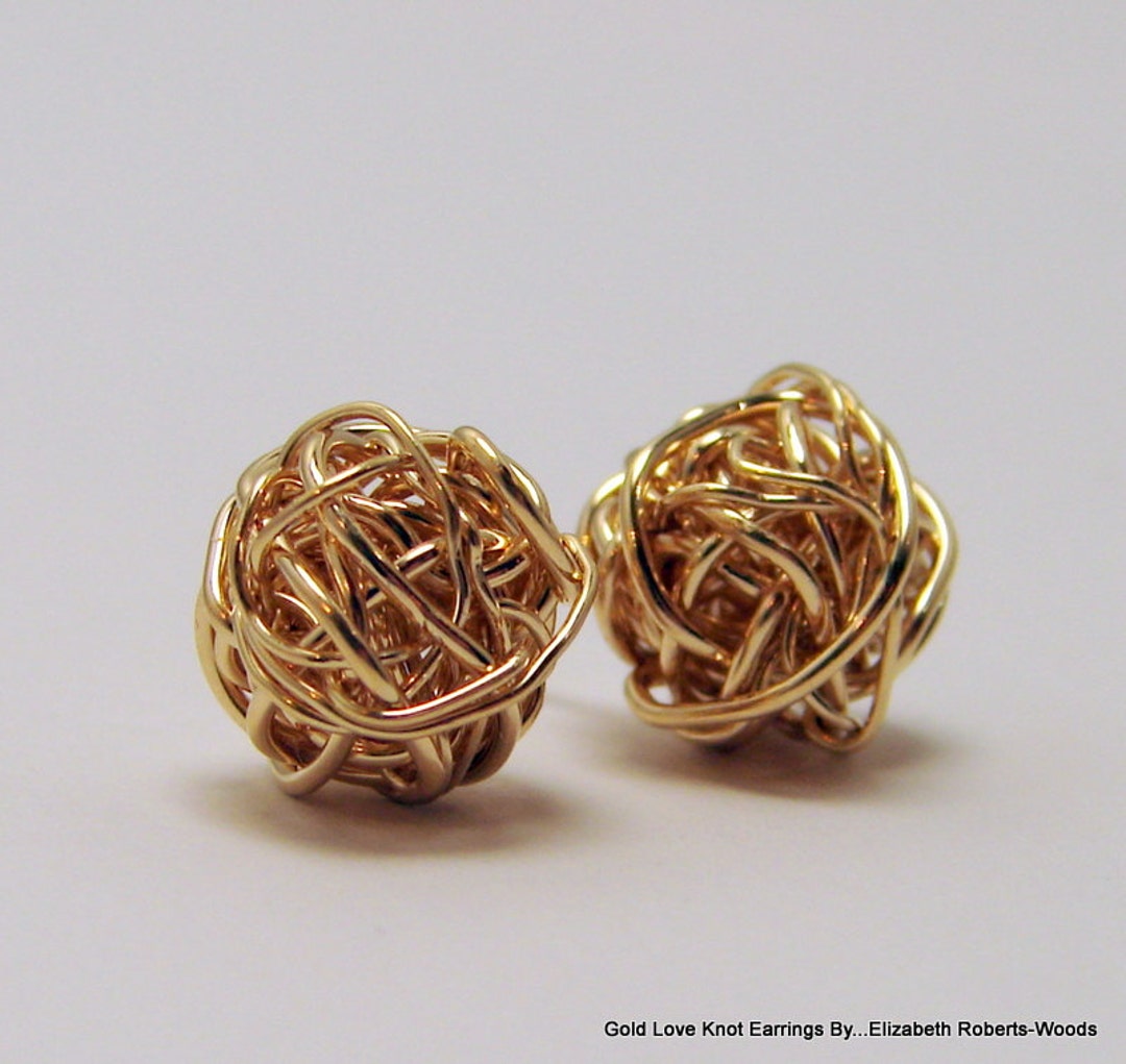 Gold Stud Earrings READY TO SHIP Love Knot Stud Earrings Gold Love Knot ...