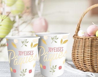 Packen Sie 6 Tassen mit der Aufschrift „Frohe Ostern“ ein