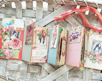 handmade junk journal - tag construction with accordion pages-  one of a kind - lots of writing space