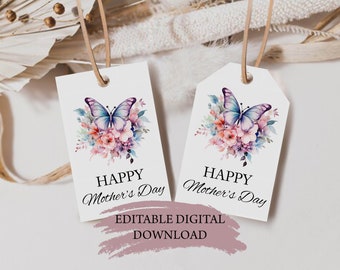 Mothers Day Tag Printable, Mothers Day Gift Tag, Happy Mother’s Day Printable Gift Tag, Editable Mothers Day Tag