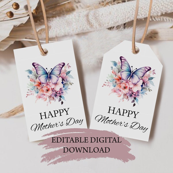 Mothers Day Tag Printable, Mothers Day Gift Tag, Happy Mother’s Day Printable Gift Tag, Editable Mothers Day Tag