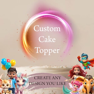 Aangepaste taarttopper, gepersonaliseerde taarttopper, op bestelling gemaakte taarttopper, thema verjaardagstaarttopper, digitale afdrukbare taarttopper
