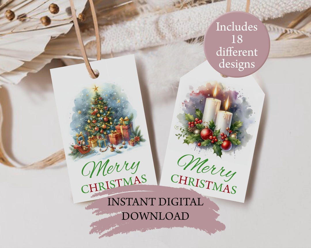 Christmas Gift Tags, Digital Holiday Gift Tag Set, Festive Labels ...