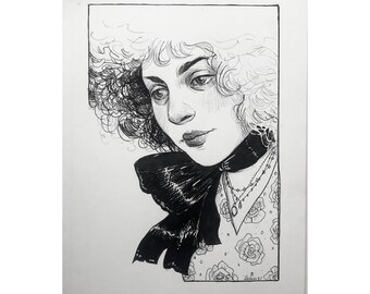 Original Ink Drawing Vega by Amy Abshier