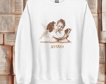 Personalized Dark Academia Sweatshirt: Classical art clothing, Lovely couple sweatshirt, Festive shirt with angels