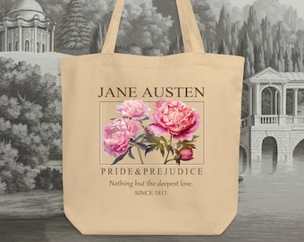 Pride and Prejudice Tote: Jane Austen gift, Bookish tote bag, Literature tote for bookworms, Mr. Darcy gift, Elizabeth Bennet gift