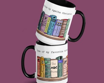 Agatha Christie Mug: Bookish gift for Agatha Christie fan, Crime mystery book lover gift, English detective tea mug, Bookworm librarian gift
