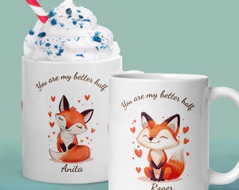 Couple Coffee Mug: Custom couple gift, Personalized Valentine mug wedding gift, Matching mug for partner, Better Half gift for husband wife