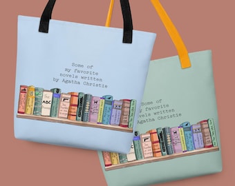 Agatha Christie Tote: Bookish gift for Agatha Christie fan, Crime mystery book lover gift, English detective tote, Bookworm librarian gift