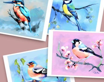 Bird Print: Original art print, Bird art card, Mini wall art, Bird poster, Nature card