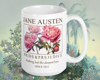 Pride and Prejudice Mug: Jane Austen gift, Pride and Prejudice merch, Mr. Darcy tea mug, Bookish gift, Bookworm coffee cup, Literature mug
