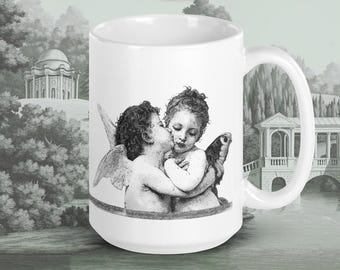 Custom Couple Mug: Classical art mug, First kiss matching gift, Engagement mug, Personalized Valentine mug, Romantic gift for boyfriend