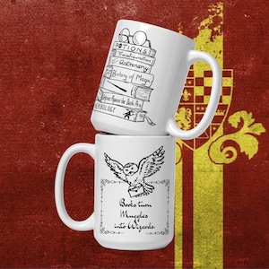 Wizard School Mug, Magical Studies Gift Gothic Witch Cup, Wizardry Bookish Gift for Him Dark Academia Gift for Her, Reading Books Wizard Mug