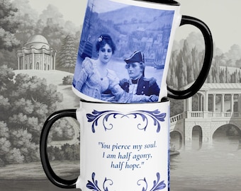 Persuasion Mug: Jane Austen Coffee Cup, Bookish Gift with Jane Austen Quote, Delft Blue Mug, Jane Austen Gift for Bookworms, Literary Gift