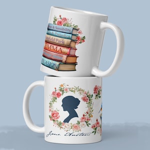 Jane Austen Bookish Mug Book Lover Gift Romantic Bookclub Gift Jane Austen Book Gift for English Teachers Librarian Gift Cute Bookworm Gifts