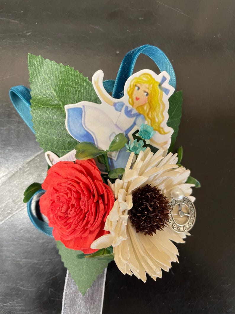 Alice Ribbons Alice in Wonderland Ribbon Favors: Wood Flower Bracelet, Party Decor - Etsy
