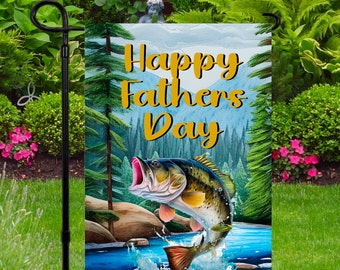 Garden Flag Fishing, Happy Father's Day Yard Flag, Dad Gift, Grandpa Gift, Gift for Fisherman, Celebrate Dad, Father's Day Gift from kids