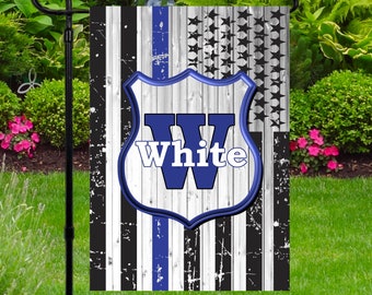 Garden Flag, Personalized Thin Blue Line Garden Flag, Police Yard Flag, Police Garden Decor, Support the Blue, Blue Lives Matter flag
