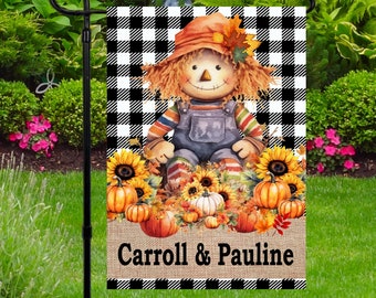 Personalized Garden Flag, Fall Double-Sided Yard Flag, Cute Scarecrow flag, Outdoor Fall Decoration, Autumn Flag, Fall Pumpkins