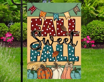 Garden Flag, Fall Double-Sided Yard Flag, Fall Sweet Fall flag, Outdoor Fall Decoration, Autumn Flag, Fall Pumpkins, Fall Polka Dot Flag