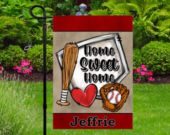 Baseball Garden Flag, Personalized Baseball Flag, Home Sweet Home, Baseball Life, Yard Decor, Yard Flag, Sports Flag, Baseball family