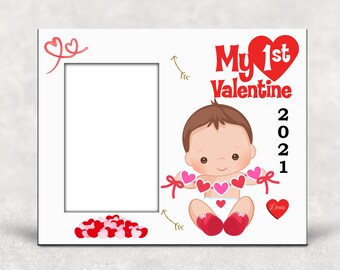 Baby/'s Picture Frame Baby/'s Holiday Picture Frame My 1st Valentine/'s Day Personalized Photo Frame Boy/'s Valentine Picture Frame