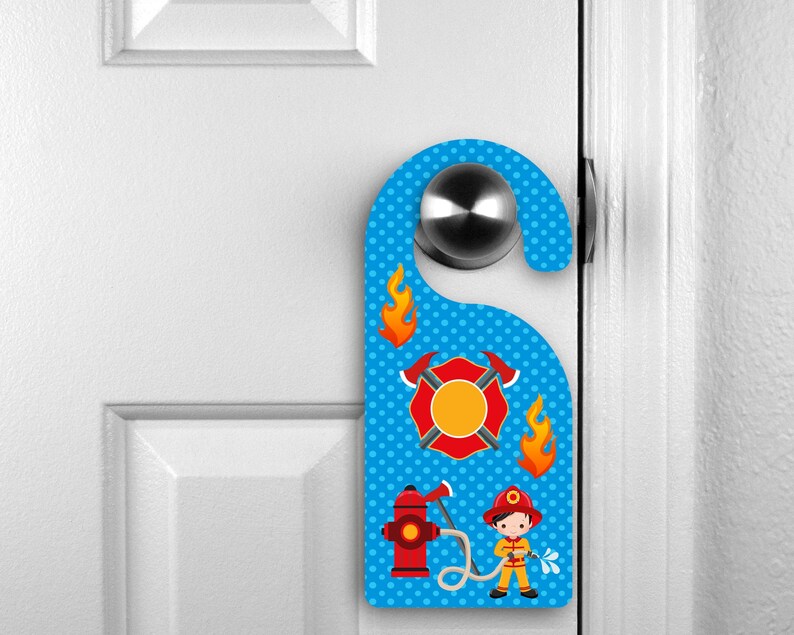 Kid/'s Door Hanger ~ Future Firefighter Doorknob Hanger ~ Toddler Birthday Gift ~ Kid/'s Room Door Hanger ~ Fire truck Door Hanger