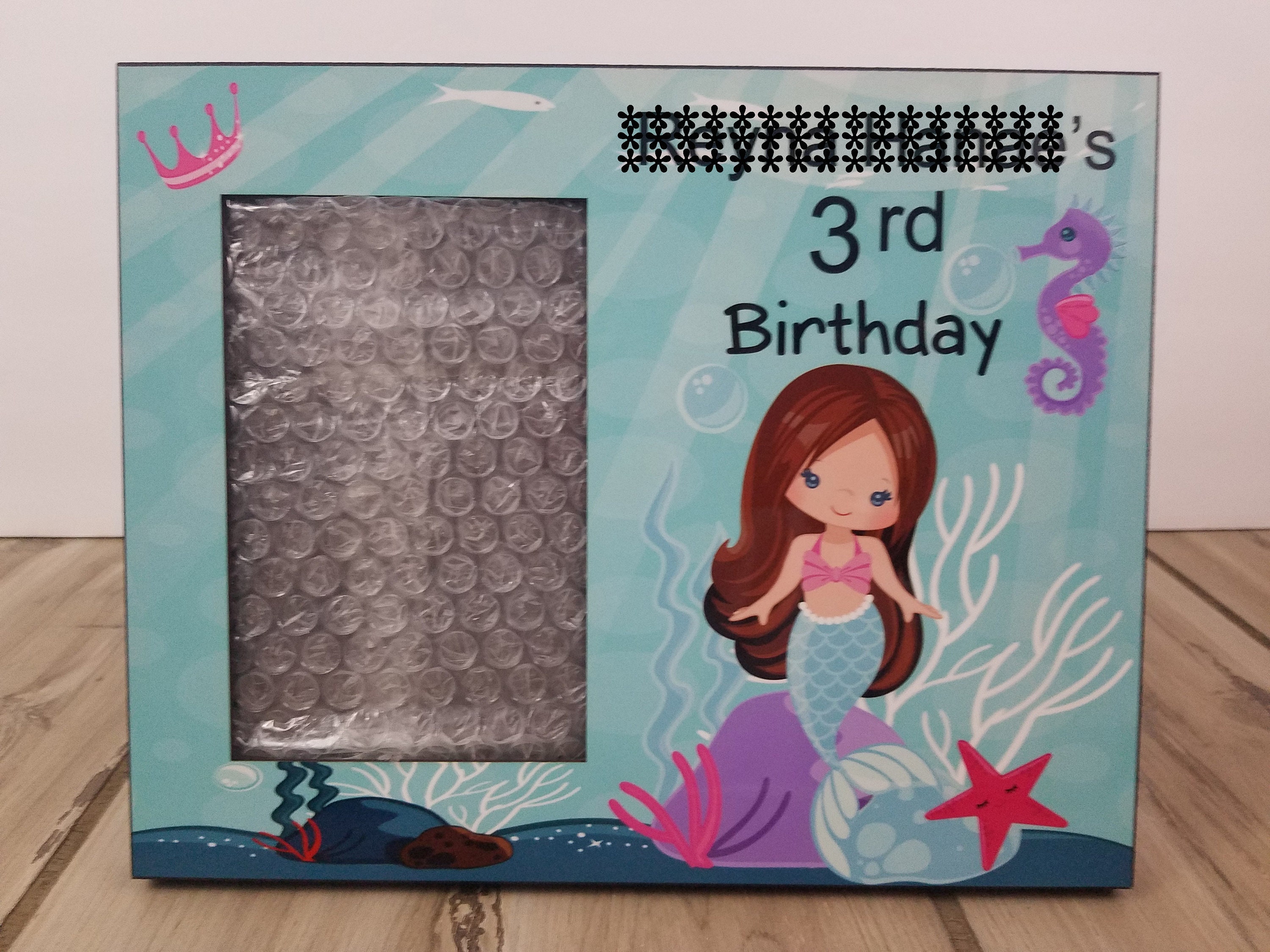 Mermaid Picture Frame Kid's Birthday Personalized Frame Etsy