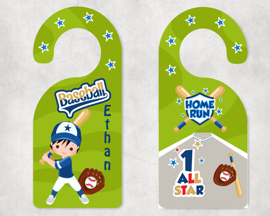 Kid's Door Hanger Personalized Baseball Door Hanger Baseball Player