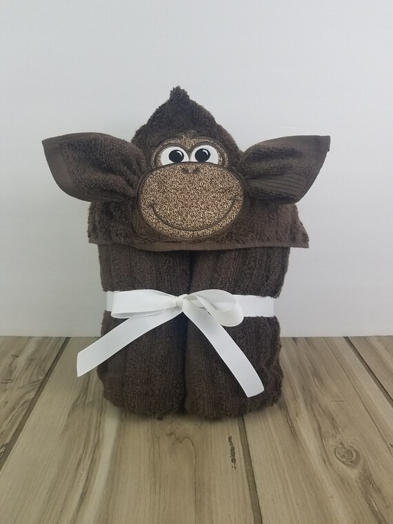 monkey hooded towel