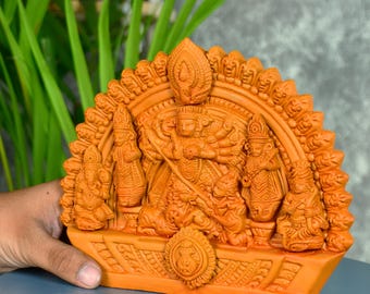 Handmade Terracotta Durga Idol Decor | Small Durga Maa Statue | Spiritual Tabletop Showpiece | Indian Home Decor | Navratri Gift