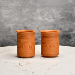 Sowpeace Set of 2 Unglazed Terracotta Tumblers – 7cm Brown Clay Cups | Handmade Drinkware | Rustic Home Decor | Eco-Friendly Gift Set