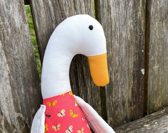 Cloth Duck Doll. Heirloom Artisan Collectible Nursery Decor. Handmade in Vermont. Textile Art Doll. Duck Plush. Simple Eco Friendly Toy.