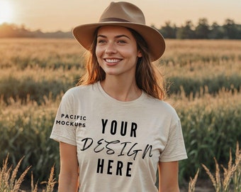 Gildan 5000 Sand Shirt Mockup Clothing Mock Up Tan T-shirt Mockup Beige Shirt Mock up Sand T-Shirt Template Cowgirl Mockup Western