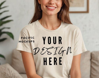 Gildan 5000 Sand Shirt Mockup Kleidung MockUp Tan T-shirt Mockup Beige Shirt Mockup Sand T-Shirt Vorlage Moderne Boho Mockup Minimalist