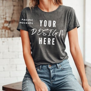 Bella Canvas 3001 Dark Grey Tshirt Mockup Clothing Mock Up 3001 Dark Grey Heather Modern Boho Mockup Grey Shirt Mock up Dark Grey Shirt